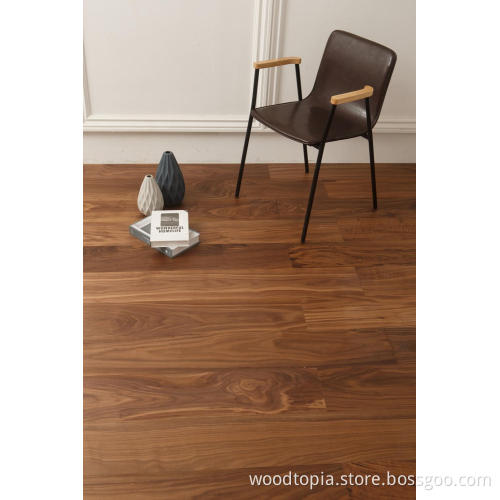 Lantai kayu pepejal tiga lapisan warna walnut hitam
